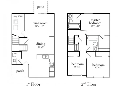 3 bed 2 and half bath townhome at Meadow View Apartments and Townhomes, Ohio